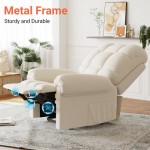 Beige Teddy Fabric Single Electric Recliner Sofa (UK Standard)